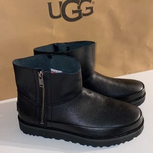 Ugg Women's Deconstructed Mini Zip Leather Classic Boots Black #9